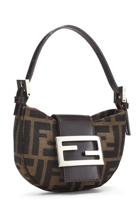 Fendi Brown Zucca Croissant Mini QBB08N3J09021 